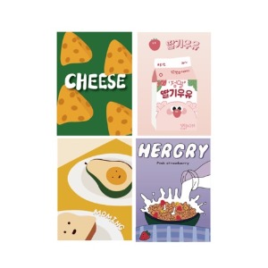 치즈 외 (4장 1세트) 포스터 사진 촬영 페이퍼 포장소품 인테리어 장식